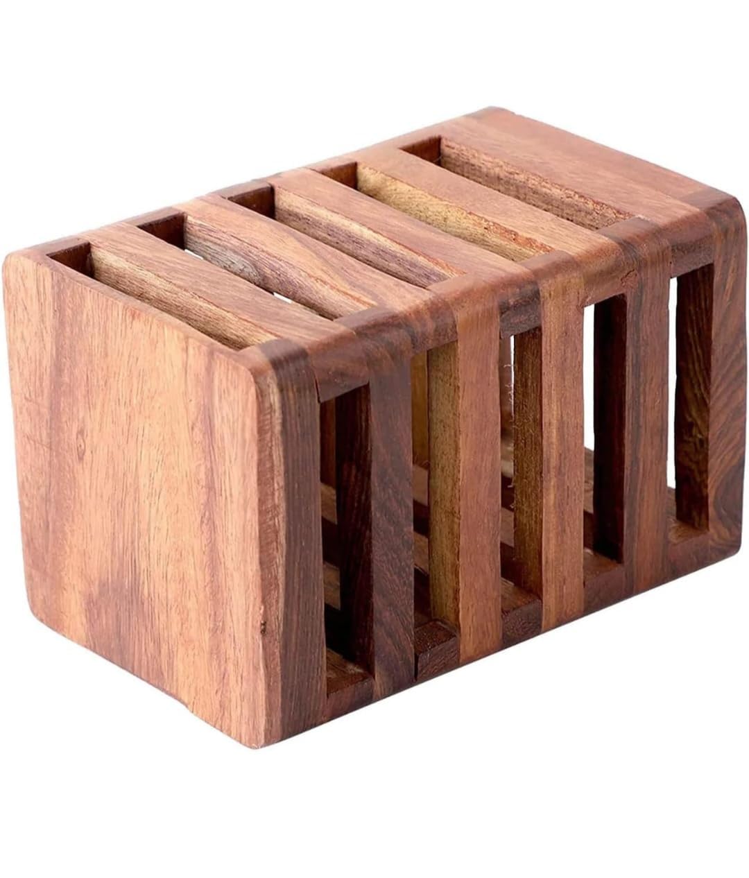 Handcrafted Wooden Pencil Holder | Rustic Desk Organizer for Office & Study