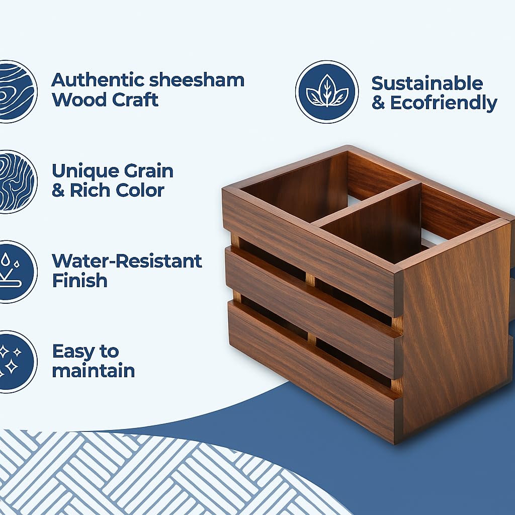 Handcrafted Wooden Pen Holder | Premium Desk Organizer for Office & Home