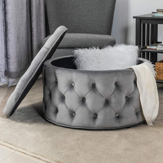 Elevate Your Living Space with a Luxurious Round Tufted Ottoman