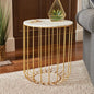 Modern Gold Metal Side Table with White Marble Top – Luxury Accent Table for Living Room & Bedroom