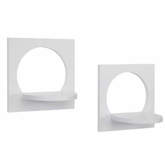 Modern Wall-Mounted Floating Shelves/ Planter with Circular Cut-Out Design – Set of 2