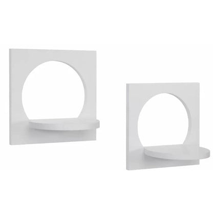 Modern Wall-Mounted Floating Shelves/ Planter with Circular Cut-Out Design – Set of 2