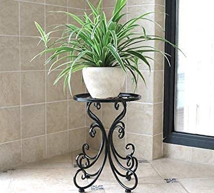 Elegant Black Wrought Iron Plant Stand with Decorative Scroll Design – Indoor & Outdoor Use