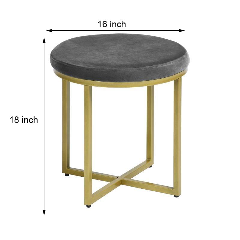Velvet Round Ottoman Stool with Gold Metal Base | Modern Accent Seating for Living Room & Bedroom