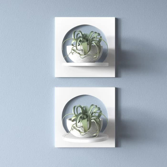 Modern Wall-Mounted Floating Shelves/ Planter with Circular Cut-Out Design – Set of 2