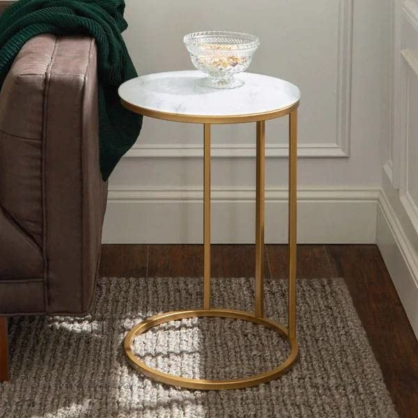 Elegance Iron & Wooden Round Retro Golden Side Table  Night Stand  ,Bedside  Sofa Side | Coffee | Centre | Bar
