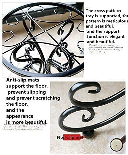 Elegant Black Wrought Iron Plant Stand with Decorative Scroll Design – Indoor & Outdoor Use