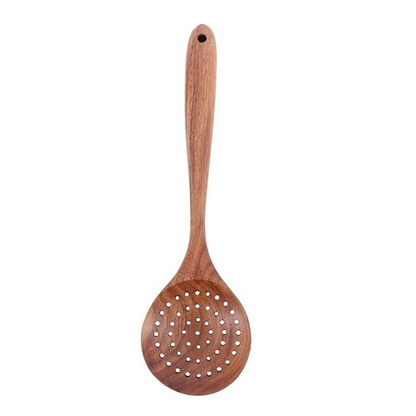 Handcrafted Wooden Slotted Spoon – Natural Hardwood Cooking & Straining Spoon