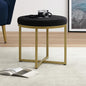 Velvet Round Ottoman Stool with Gold Metal Base | Modern Accent Seating for Living Room & Bedroom