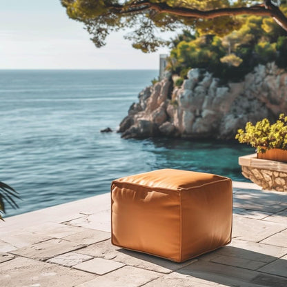 Premium Faux Leather Ottoman Pouf Stool for Living Room | Modern Square Footrest & Extra Seating