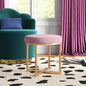 Velvet Round Ottoman Stool with Gold Metal Base | Modern Accent Seating for Living Room & Bedroom