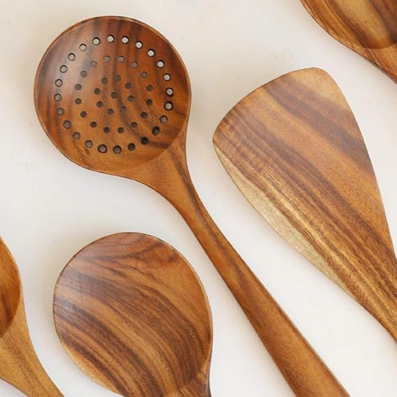 Handcrafted Wooden Slotted Spoon – Natural Hardwood Cooking & Straining Spoon