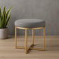 Velvet Round Ottoman Stool with Gold Metal Base | Modern Accent Seating for Living Room & Bedroom