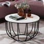Iron Round Coffee Table with MDF Texture White Top