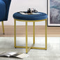 Velvet Round Ottoman Stool with Gold Metal Base | Modern Accent Seating for Living Room & Bedroom