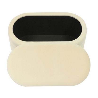 Modern Storage Ottoman  Cream Fabric Vanity Bench with Gold Strips for Bedroom & Living Rooms