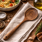Handcrafted Wooden Slotted Spoon – Natural Hardwood Cooking & Straining Spoon
