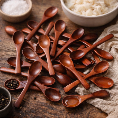 Handcrafted Wooden Cooking Spoons Set | Natural Hardwood Kitchen Utensils (Pack of 12)
