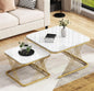 Luxury Faux Marble Nesting Coffee Table Set with Golden Metal Base – Modern Living Room Center & Side Table Combo