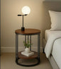 Modern Round Side Table with Wooden Top & Gold Metal Frame – 2-Tier Bedside & Sofa Table