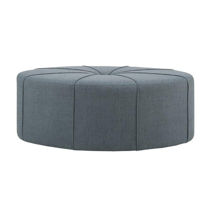 Modern Round Upholstered Ottoman Center Table – Tufted Fabric Coffee Table for Living Room