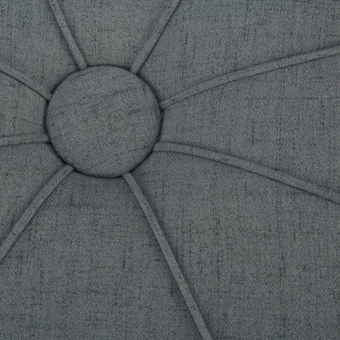 Modern Round Upholstered Ottoman Center Table – Tufted Fabric Coffee Table for Living Room