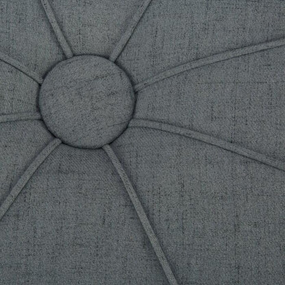 Modern Round Upholstered Ottoman Center Table – Tufted Fabric Coffee Table for Living Room