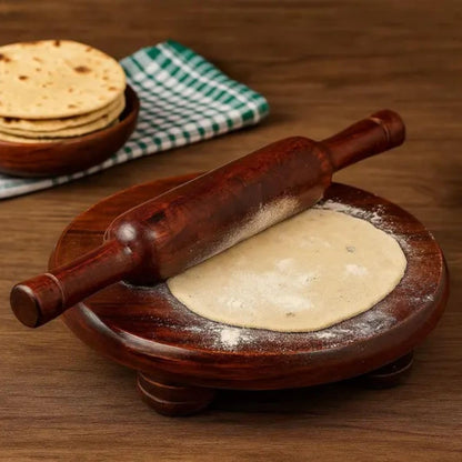 Premium Wooden Chakla Belan Set | Traditional Roti Rolling Board & Pin for Indian Kitchen