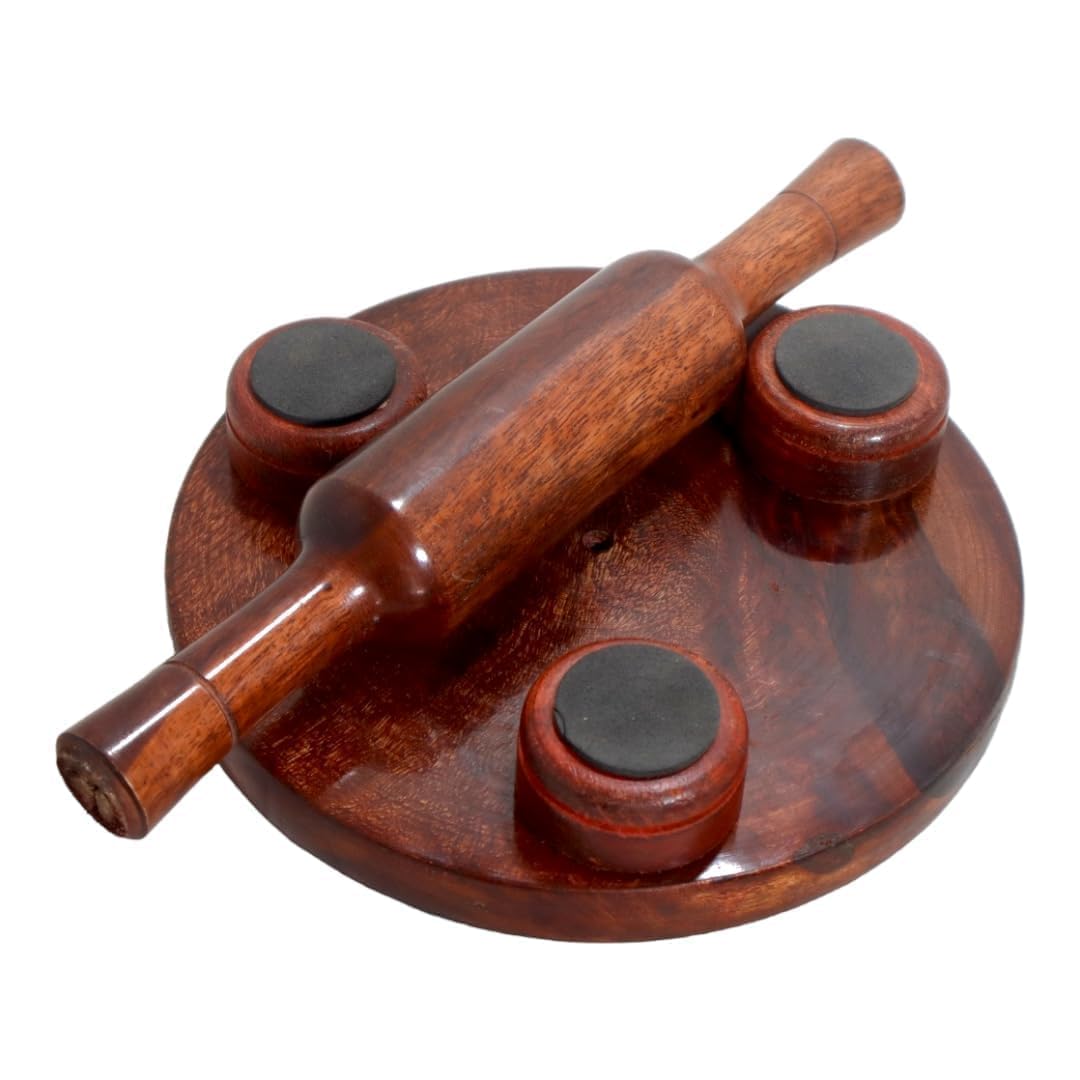 Premium Wooden Chakla Belan Set | Traditional Roti Rolling Board & Pin for Indian Kitchen