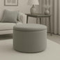 Round Upholstered Ottoman Coffee Table – Modern Velvet Footrest & Accent Table (Brown)