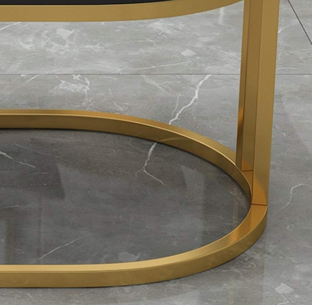 Luxury Oval Marble Coffee Table with Gold Stainless Steel Frame – Modern Center Table for Living Room