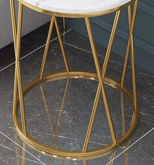 Modern Round Marble Coffee Table with Gold Metal Frame | Luxury Side Table for Living Room