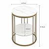 Modern Round Marble Side Table with Gold Metal Frame – Luxury Accent Coffee Table