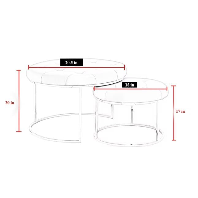 Modern Upholstered Nesting Coffee Table Set with Gold Metal Frame – Luxury Living Room Center Tables (Set of 2)