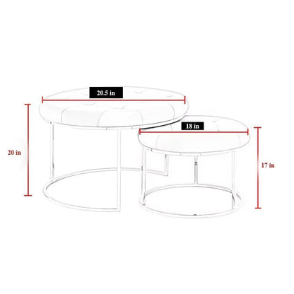 Modern Upholstered Nesting Coffee Table Set with Gold Metal Frame – Luxury Living Room Center Tables (Set of 2)