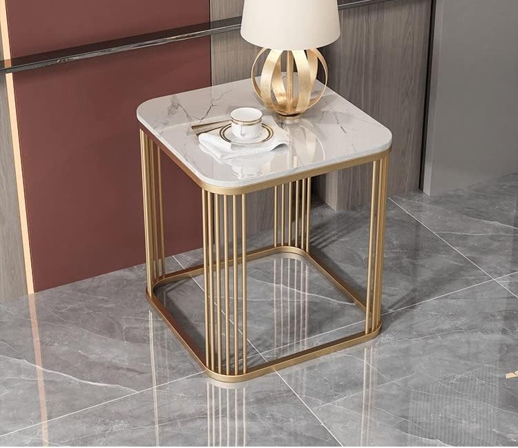 Modern Luxury Gold Side Table with Marble Top | Elegant Sofa & Bedside Table