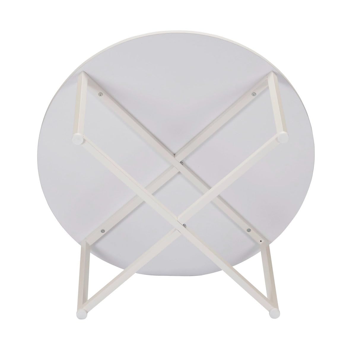 Modern Round White Coffee Table with Metal Frame | Minimalist Living Room Center Table