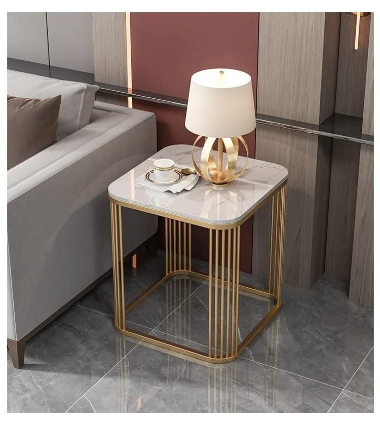 Modern Luxury Gold Side Table with Marble Top | Elegant Sofa & Bedside Table