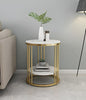 Modern Round Marble Side Table with Gold Metal Frame – Luxury Accent Coffee Table