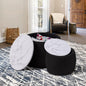Modern Round Nesting Coffee Table Set with Marble Top – Black Contemporary Living Room Tables (Set of 2)