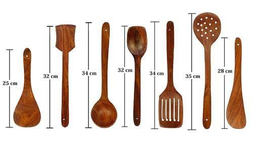 Handcrafted Wooden Cooking Utensil Set – 7-Piece Natural Wood Kitchen Tools for Non-Stick Cookware