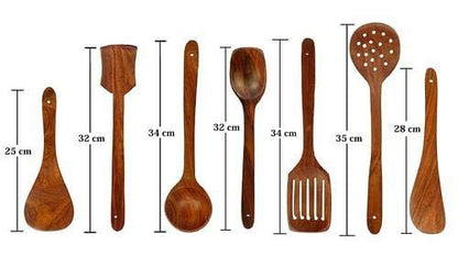 Handcrafted Wooden Cooking Utensil Set – 7-Piece Natural Wood Kitchen Tools for Non-Stick Cookware
