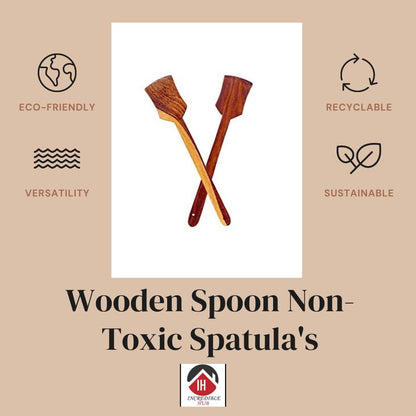 Handcrafted Wooden Spatula Set (Pack of 2) – Natural Wooden Cooking Turner for Non-Stick Cookware