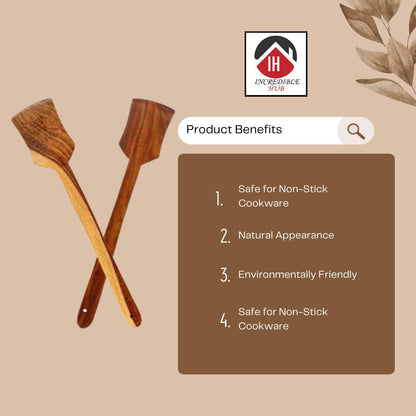 Handcrafted Wooden Spatula Set (Pack of 2) – Natural Wooden Cooking Turner for Non-Stick Cookware