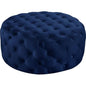 Luxury Round Tufted Velvet Ottoman Stool – Black Upholstered Pouf for Living Room & Bedroom