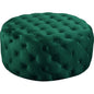 Luxury Round Tufted Velvet Ottoman Stool – Black Upholstered Pouf for Living Room & Bedroom