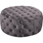 Luxury Round Tufted Velvet Ottoman Stool – Black Upholstered Pouf for Living Room & Bedroom
