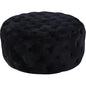 Luxury Round Tufted Velvet Ottoman Stool – Black Upholstered Pouf for Living Room & Bedroom