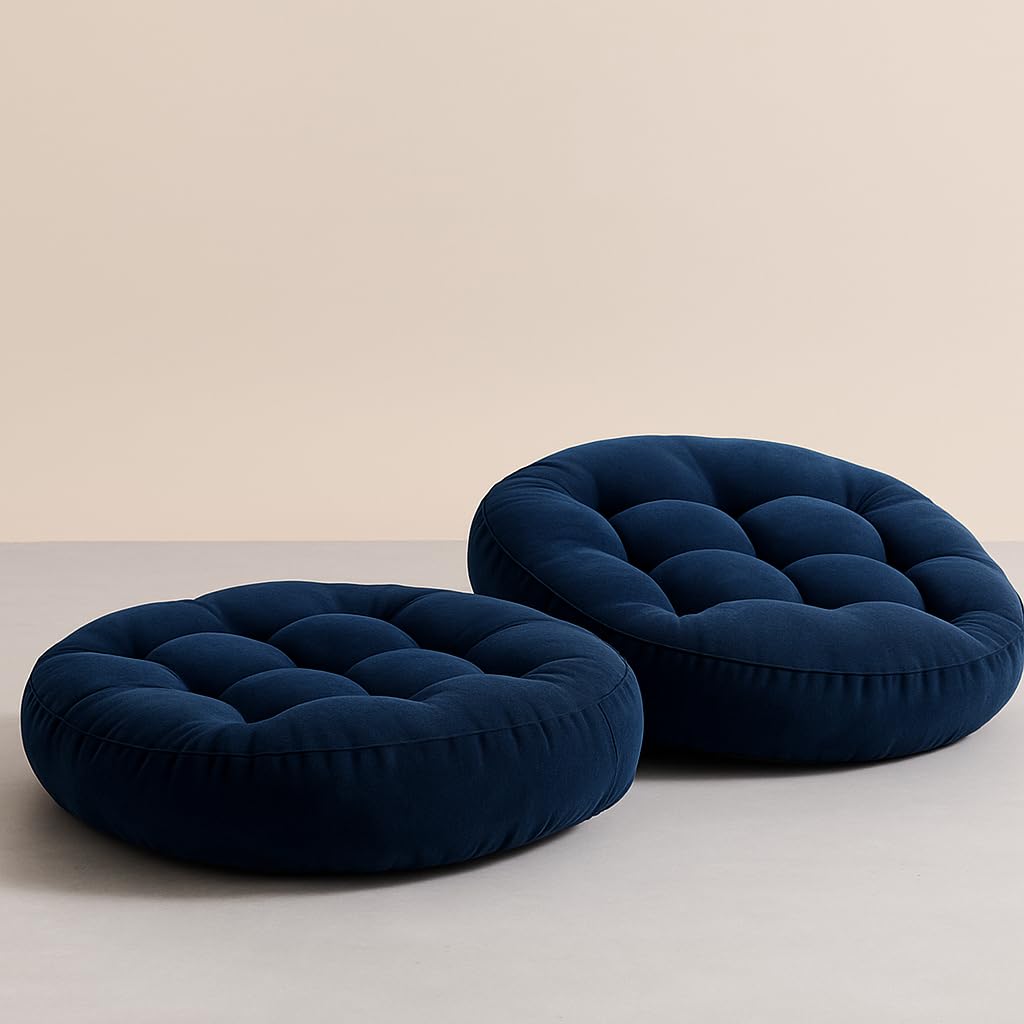 Round Floor Cushion Seating Pad – Thick Tufted Meditation & Yoga Cushion for Living Room, Bedroom & Home Decor
