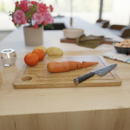 Premium Bamboo Wooden Cutting Board with Handle – Eco-Friendly Chopping Board for Kitchen